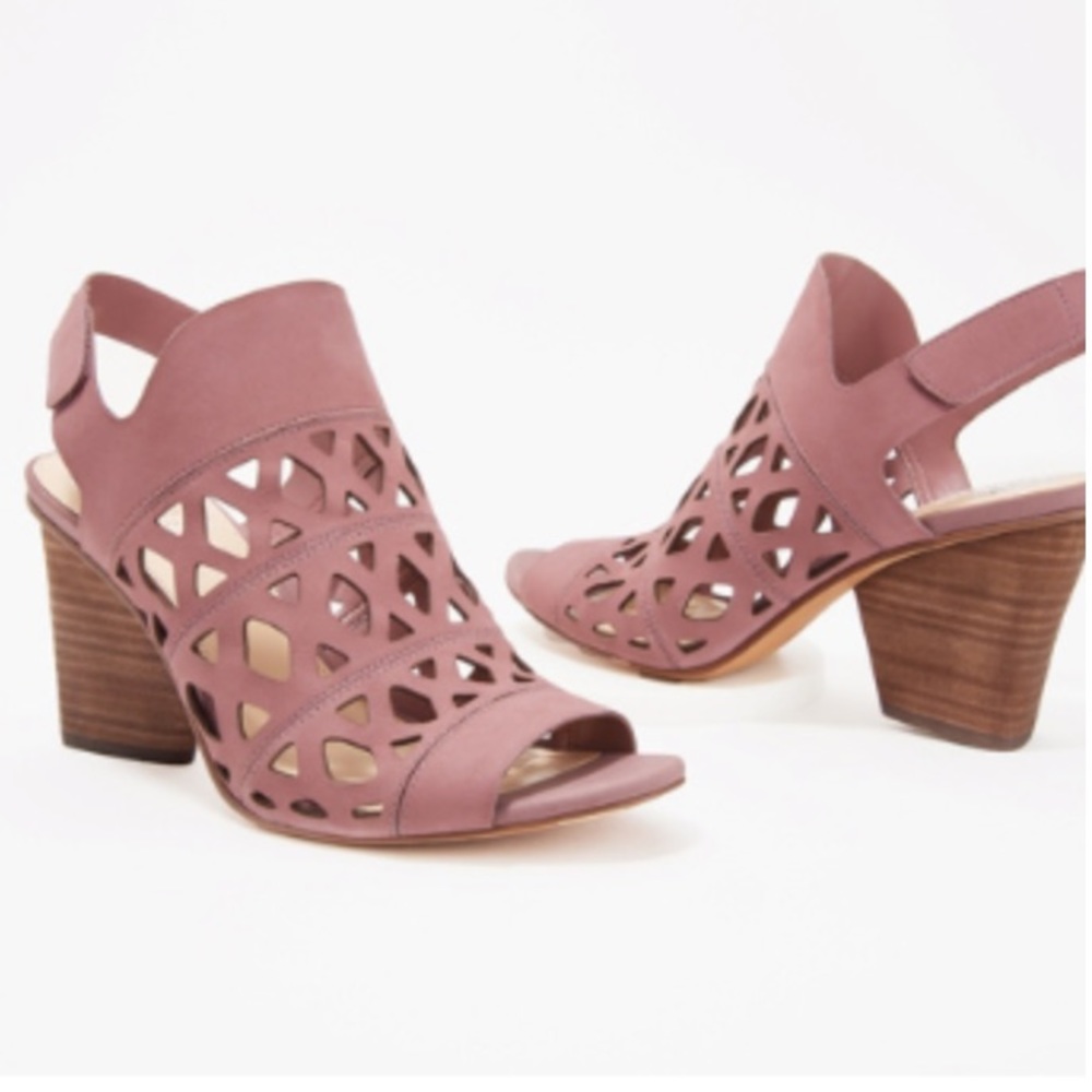 Vince Camuto Cutout Nubuck Heeled Sandals- Deverly